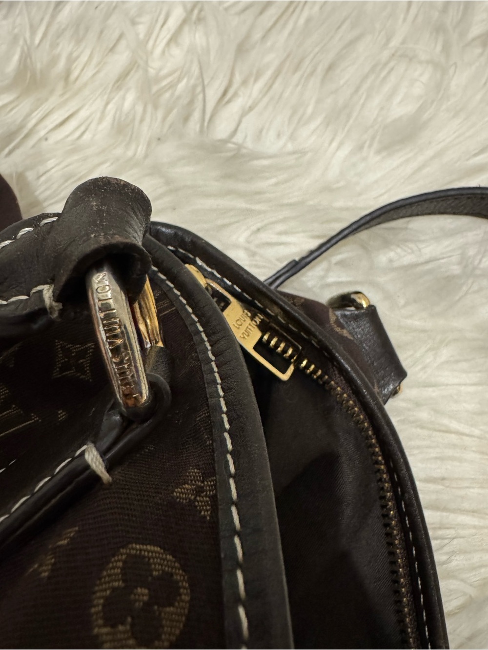 Louis Vuitton Dark Brown Monogram Canvas Shoulder Bag with Gold Hardware - Picture 9 of 11